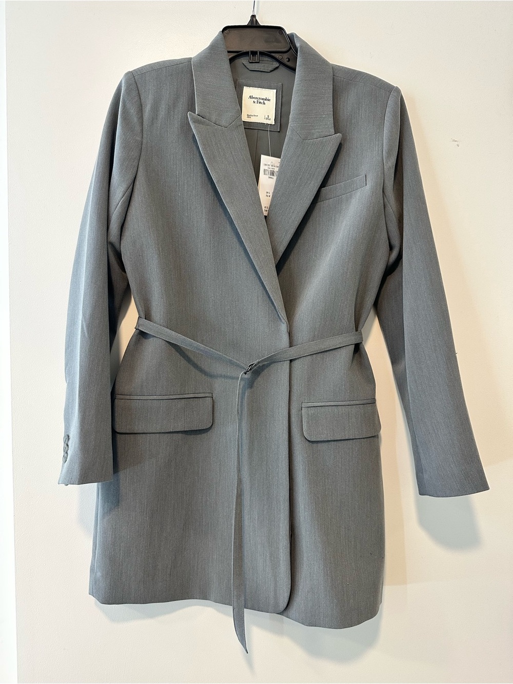 NWT Abercrombie & Fitch Gray Belted Tailored Blazer Dress